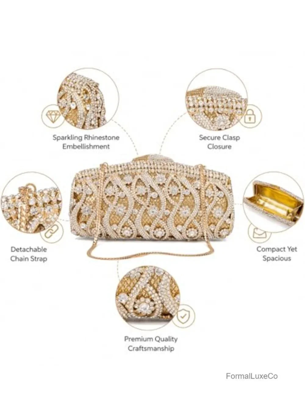 Luxury Hollow-Out Crystal Minaudiere Clutch Fits iPhone 14 Gala Evening Bag